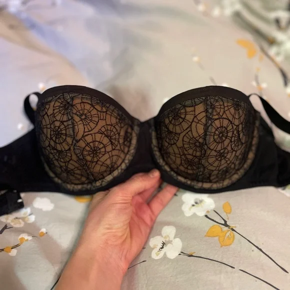 NWOT sexy balconette Black Lace Underwire Bra 32D - Picture 1 of 6